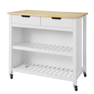 wohnli-moebel-suche-M23055737 Wohnli Möbelsuche - Küchenwagen mit 2 Schubladen und Ablagen Holz Weiß