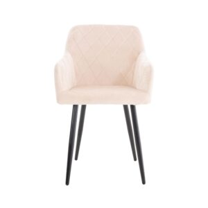 Esszimmerstuhl mit Armlehnen Metallgestell aus Samt beige 44x84x47cm Samt Beige CLP Möbel Esszimmermöbel Stühle