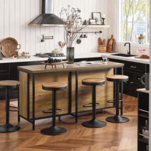 Kücheninsel mit 2 Türen und Ablagen Metall Holz Natur 170x89x60cm Metall Schwarz SoBuy Möbel Esszimmermöbel Sideboards, Highboards & niedrige Anrichten