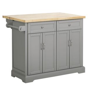 Wohnli Möbelsuche - Kücheninsel mit erweiterbarer Arbeitsplatte auf Rollen Holz Grau