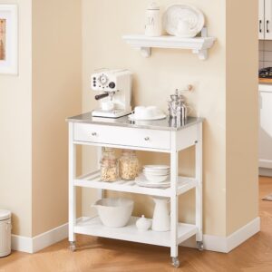 wohnli-moebel-suche-M23055765-1 Servierwagen mit 2 Schubladen und 2 Ablagen Holz Weiß 100x92x45cm Spanplatte Weiß SoBuy Möbel Küchenmöbel Kücheninseln & Servierwägen