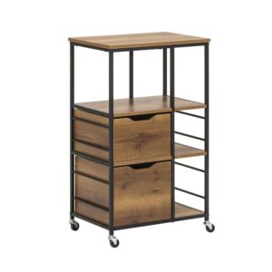 Wohnli Möbelsuche - Küchenwagen mit 2 Schubladen und 3 Ablagen Holz Natur