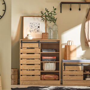 wohnli-moebel-suche-M23055807-1 Schuhschrank Holzwerkstoff Natur 80x89x35cm Spanplatte Braun SoBuy Möbel Schlafzimmermöbel Kommoden