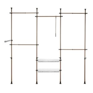 wohnli-moebel-suche-M23055814 Wohnli Möbelsuche - Kleiderständer mit 5 Kleiderstangen und 2 Körben Stahl Braun