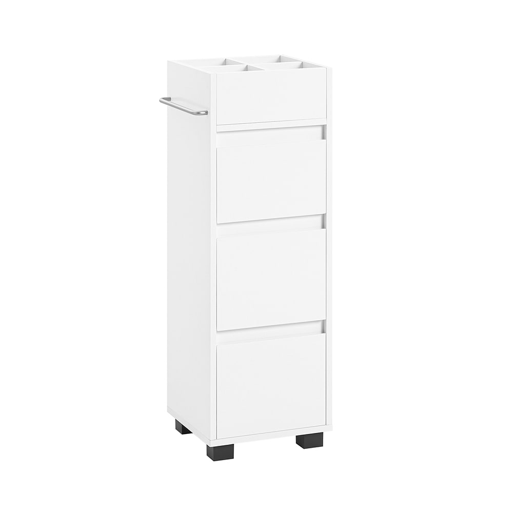 Wohnli Möbelsuche - Badezimmerschrank mit 3 Schubladen und 4 Fächern MDF Weiß