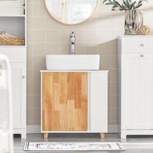 Waschbeckenunterschrank mit 2 offenen Fächer Holz Weiß 59x60x29cm Spanplatte Weiß SoBuy Möbel Badezimmermöbel Waschtische