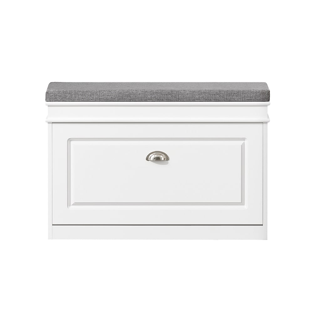 Wohnli Möbelsuche - Schuhkipper mit Sitzkissen und Klappe MDF Weiß