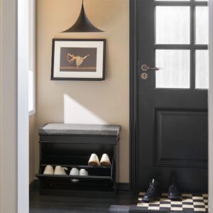 wohnli-moebel-suche-M23055909-1 Sitzbank schwarz Holzwerkstoff 60x51x24cm Spanplatte Schwarz SoBuy Möbel Flurmöbel Schuhschränke