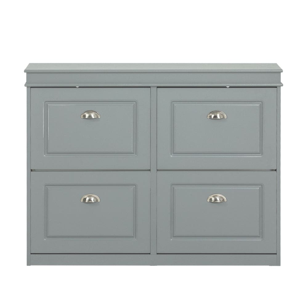 wohnli-moebel-suche-M23055932 Wohnli Möbelsuche - Schuhschrank schmal mit 4 Klappen hellgrau Holzwerkstoff