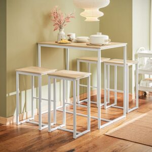 100x96x60cm Metall Weiß SoBuy Möbel Esszimmermöbel Barhocker