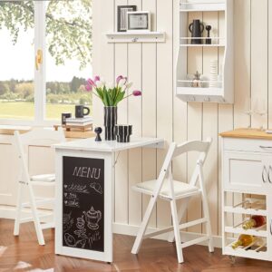 Wandtisch mit Tafel Holz Weiß 50x76x75cm Spanplatte Weiß SoBuy Möbel Esszimmermöbel Esstische