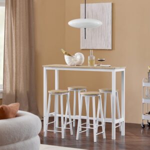 120x100x40cm Metall Weiß SoBuy Möbel Esszimmermöbel Barhocker