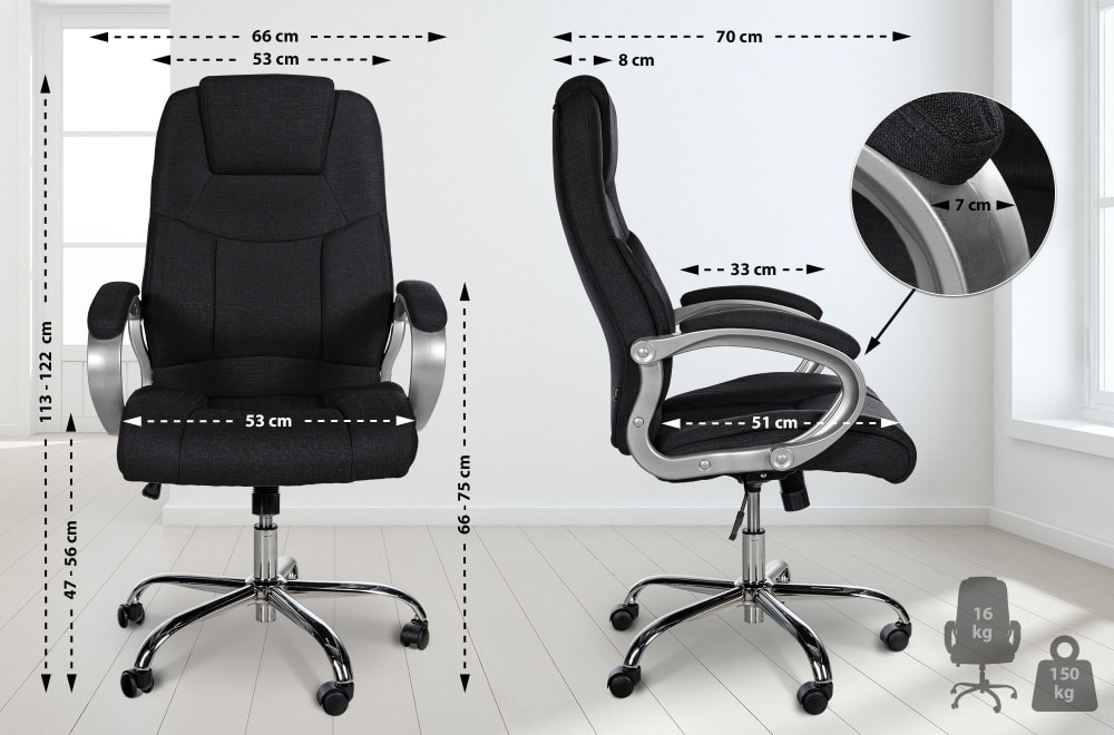 wohnli-moebel-suche-M23055995-1 Bürostuhl drehbar höhenverstellbar aus Stoff schwarz 70x113x66cm Stoff Schwarz CLP Möbel Büromöbel Bürostühle