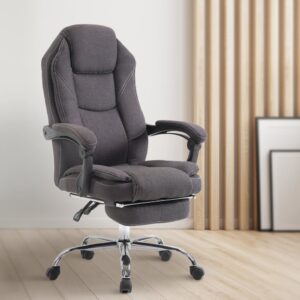 Bürostuhl drehbar höhenverstellbar aus Stoff dunkelgrau 64x114x67cm Stoff Grau CLP Möbel Büromöbel Bürostühle