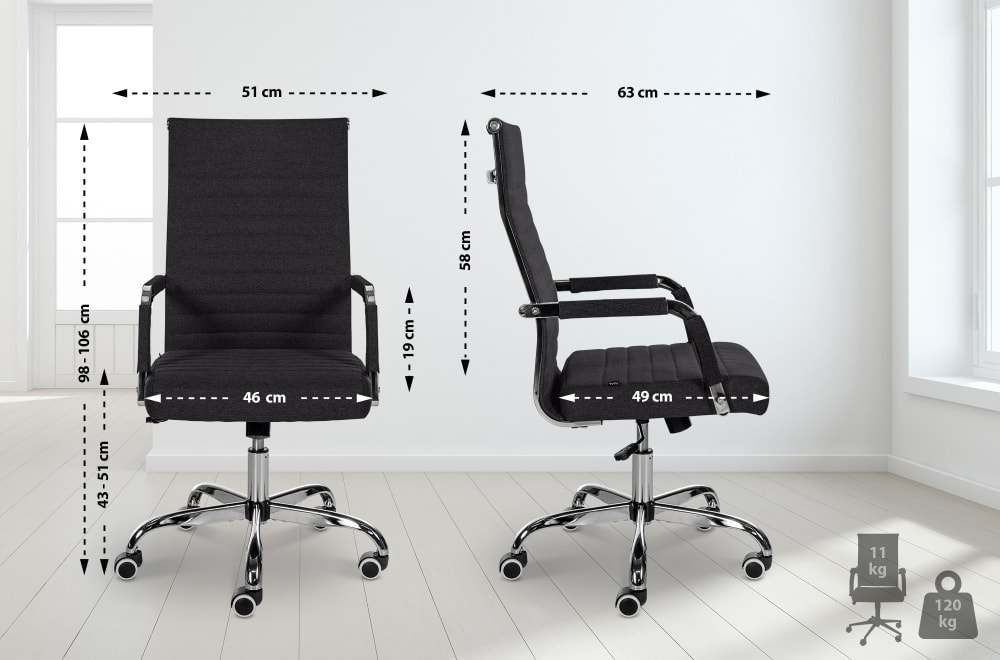 Bürostuhl drehbar höhenverstellbar aus Stoff schwarz 63x98x51cm Stoff Schwarz CLP Möbel Büromöbel Bürostühle