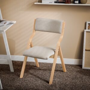 wohnli-moebel-suche-M23056006-1 Klappstuhl mit gepolsterter Sitzfläche Holz Grau 41x44x50cm Holz Grau SoBuy Möbel Esszimmermöbel Stühle