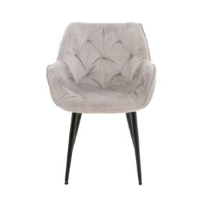 Esszimmerstuhl gesteppt mit Armlehnen aus Samt grau 62x83x58cm Samt Grau CLP Möbel Esszimmermöbel Stühle
