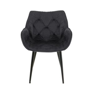 wohnli-moebel-suche-M23056051-1 Esszimmerstuhl gesteppt mit Armlehnen aus Samt schwarz 62x83x58cm Samt Schwarz CLP Möbel Esszimmermöbel Stühle
