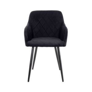 Esszimmerstuhl mit Armlehnen Metallgestell aus Samt schwarz 44x84x47cm Samt Schwarz CLP Möbel Esszimmermöbel Stühle