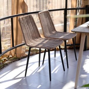 Esszimmerstühle (4er Set) aus Metall und Fasern Braun 47x83x43cm Harz Braun Nordlys Möbel Esszimmermöbel Stühle