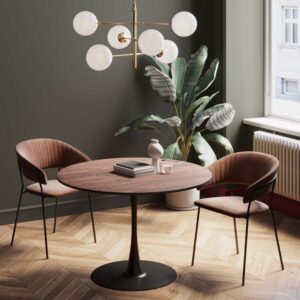 wohnli-moebel-suche-M23057972-1 Runder Esstisch für 4 Personen aus Holz und Stahl D110cm 110x72x110cm Spanplatte Braun Kare Design Möbel Esszimmermöbel Esstische