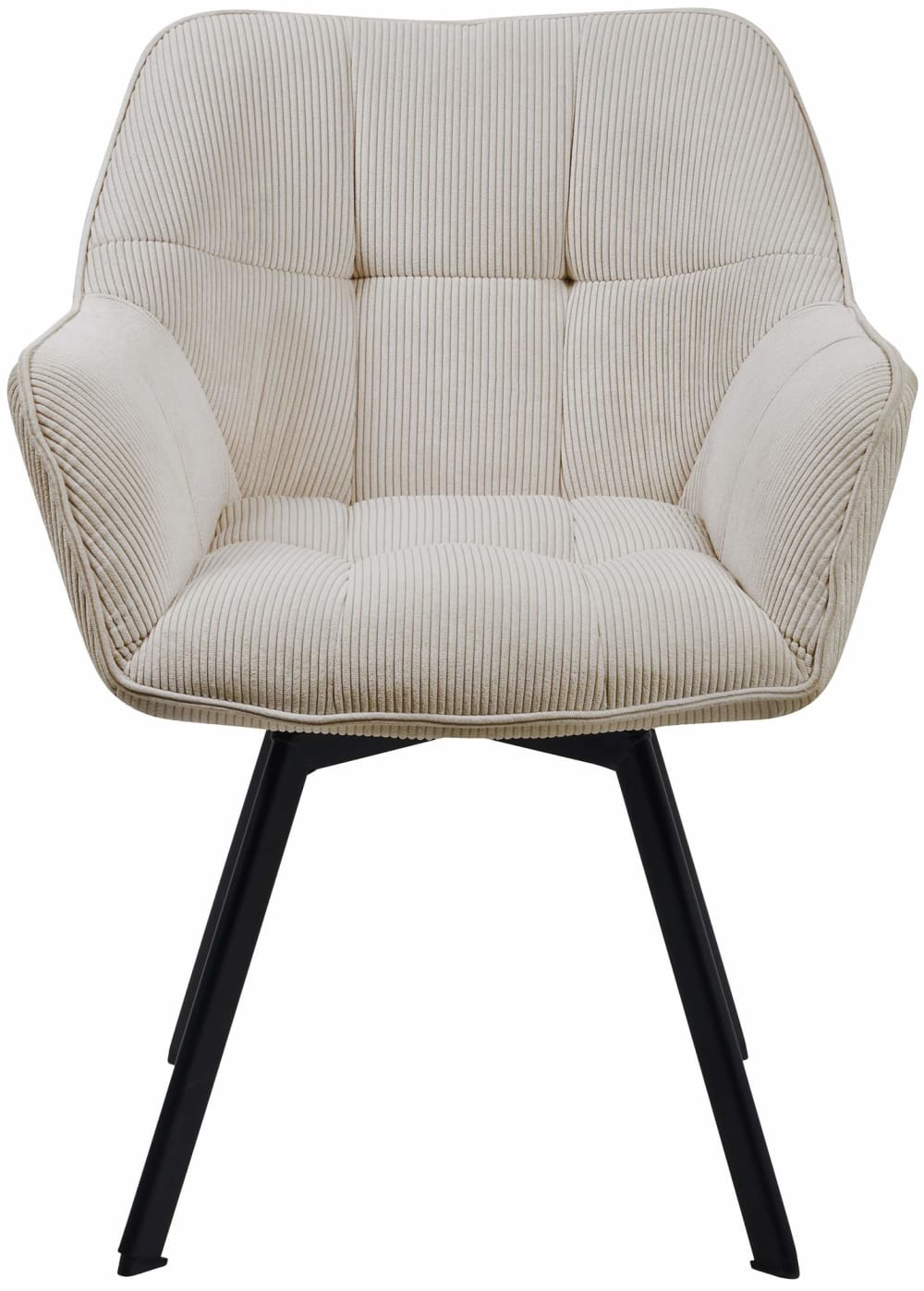 Esszimmerstuhl mit Armlehnen aus Cord creme 59x81x60cm Baumwolle Beige CLP Möbel Esszimmermöbel Stühle