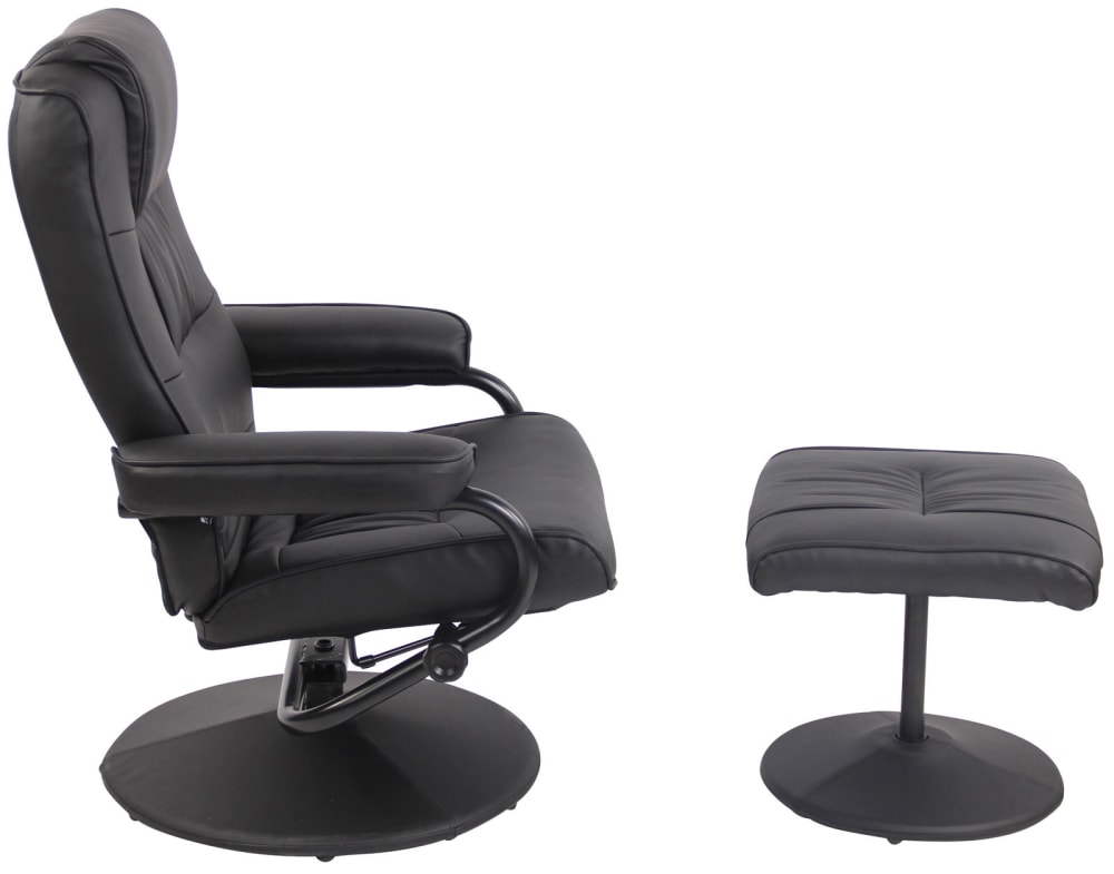 Sessel mit verstellbarem Rückenlehne aus Kunstleder schwarz 72x92x77cm PVC und Synthetik Schwarz CLP Sofas und Sessel Sessel, Poufs und Fußbänke Sessel