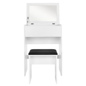 wohnli-moebel-suche-M23060971-1 Schminktisch Weiß Kosmetiktisch Klappspiegel Frisiertisch 40x38x60cm PES - Polyester Weiß ML-Design Möbel Schlafzimmermöbel Schminktische