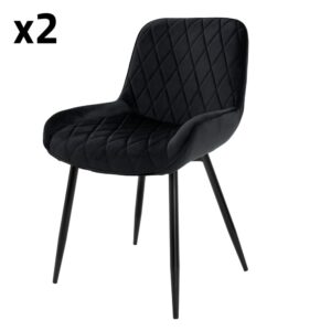Wohnli Möbelsuche - Esszimmerstühle 2er Set Schwarz mit Samtbezug und Metallbeinen