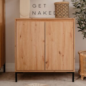 wohnli-moebel-suche-M23061178-1 Anrichte mit 2 Türen 1 Regal L81 cm - Dekor Heller Holz 81x87x40cm Spanplatte Beige Calicosy Möbel Esszimmermöbel Sideboards, Highboards & niedrige Anrichten