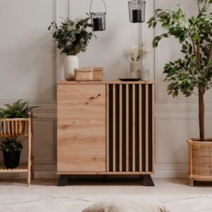 Eichenholzoptik und Anthrazitgrau L80 cm