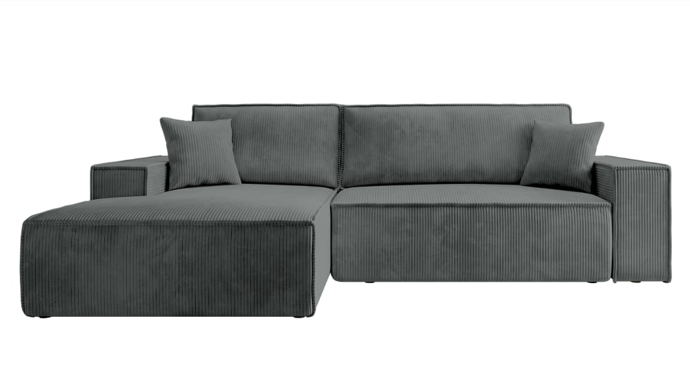Wohnli Möbelsuche - Ecksofa Farese Cordbezug. Grau 267 cm