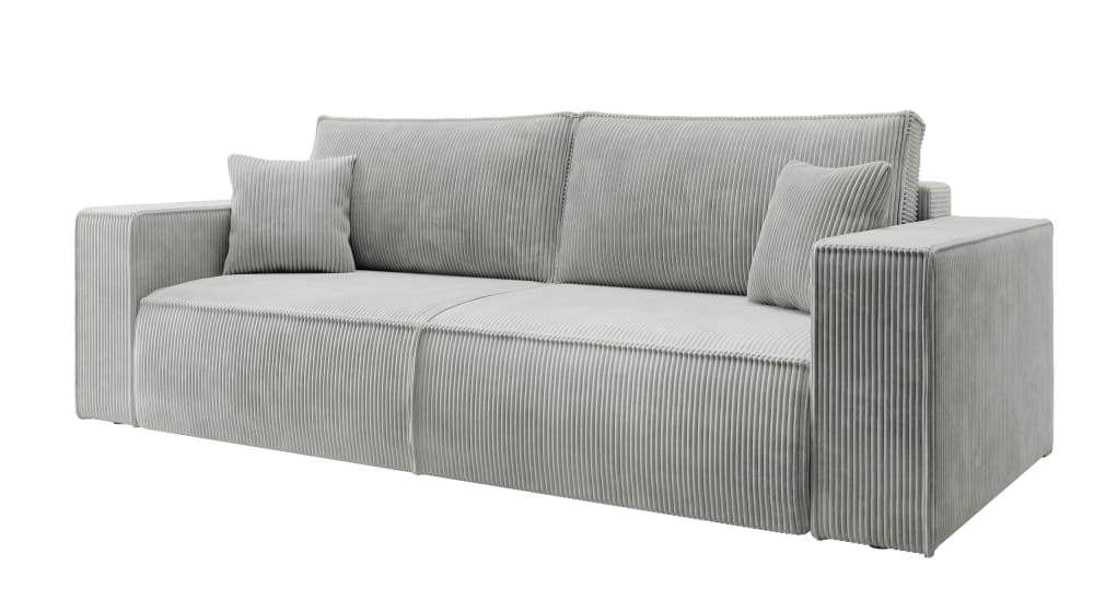 Wohnli Möbelsuche - Schlafsofa  Cordbezug Hellgrau 257 cm