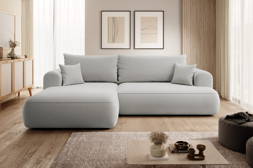 Ecksofa  Easy-Clean-Veloursbezug Grau 165x78x260cm Samt Grau Selsey Sofas und Sessel Sofas Ecksofas