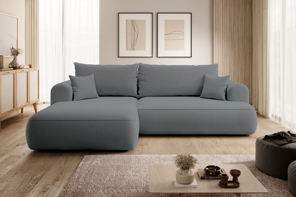 Ecksofa  Easy-Clean-Veloursbezug Dunkelgrau 165x78x260cm Samt Grau Selsey Sofas und Sessel Sofas Ecksofas