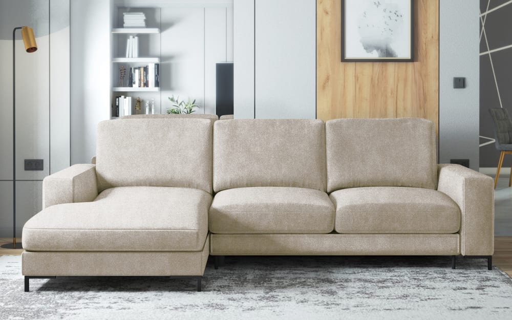 Ecksofa  Easy-Clean-Bezug Hellbeige 156x85x244cm Stoff Beige Selsey Sofas und Sessel Sofas Ecksofas