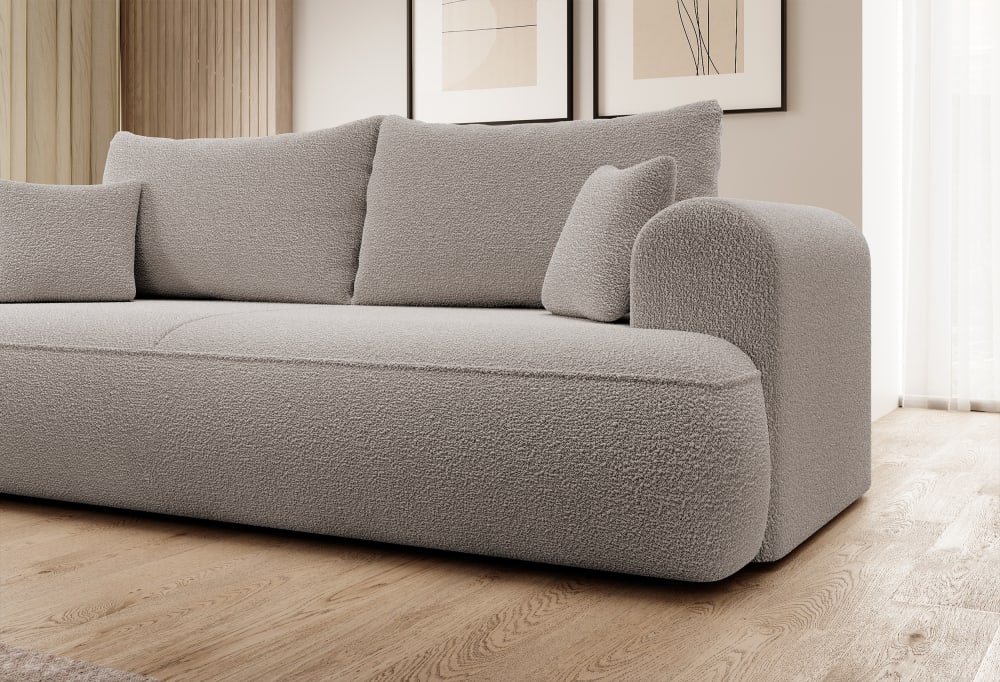 Schlafsofa  Boucle-Bezug Dunkelbeige 115x92x250cm Samt Beige Selsey Sofas und Sessel Sofas Schlafsofas