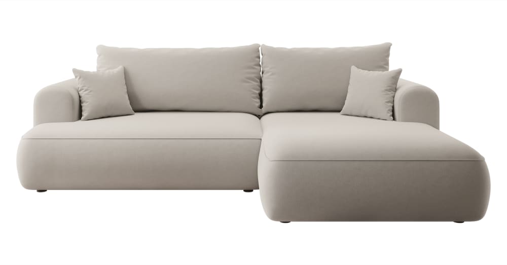 Wohnli Möbelsuche - Ecksofa  Easy-Clean-Veloursbezug Cremeweiß