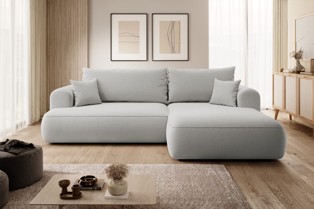 Ecksofa  Easy-Clean-Veloursbezug Grau 165x78x260cm Samt Grau Selsey Sofas und Sessel Sofas Ecksofas