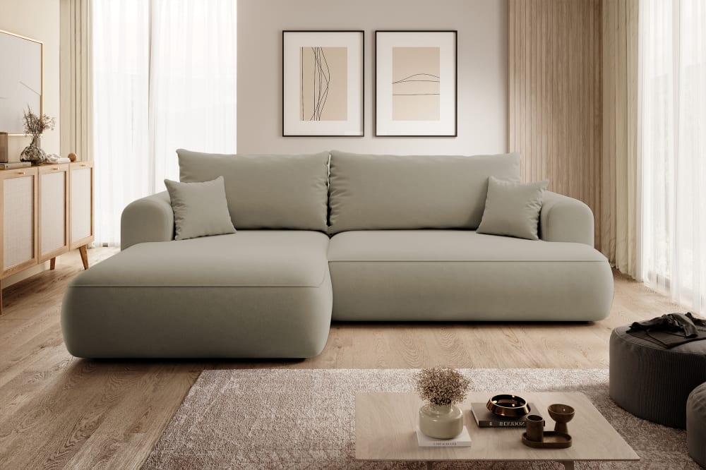 Ecksofa  Easy-Clean-Veloursbezug Beige 165x78x260cm Samt Beige Selsey Sofas und Sessel Sofas Ecksofas