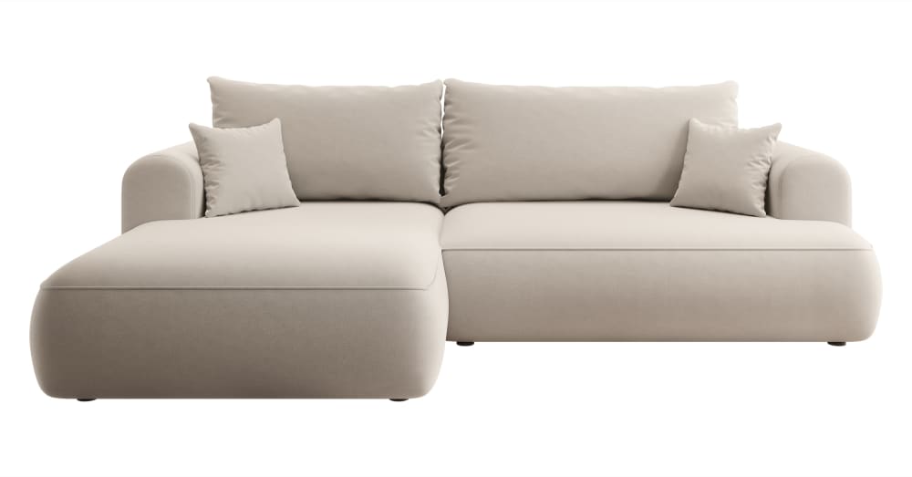 Wohnli Möbelsuche - Ecksofa  Easy-Clean-Veloursbezug Hellbeige