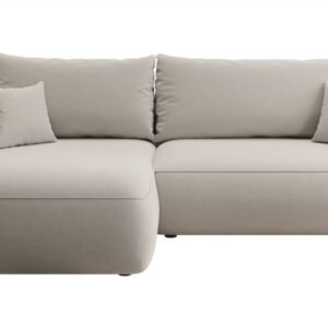 Wohnli Möbelsuche - Ecksofa  Easy-Clean-Veloursbezug Cremeweiß