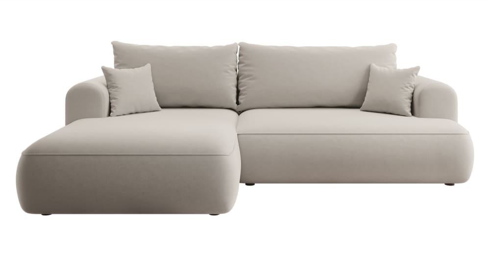 Wohnli Möbelsuche - Ecksofa  Easy-Clean-Veloursbezug Cremeweiß