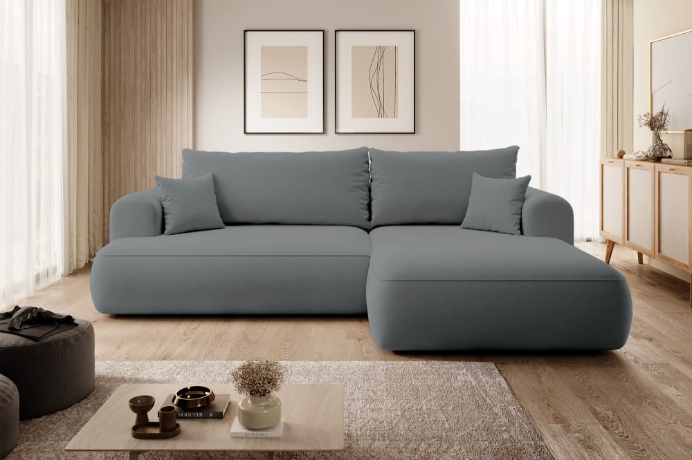 Ecksofa  Easy-Clean-Veloursbezug Dunkelgrau 165x78x260cm Samt Grau Selsey Sofas und Sessel Sofas Ecksofas