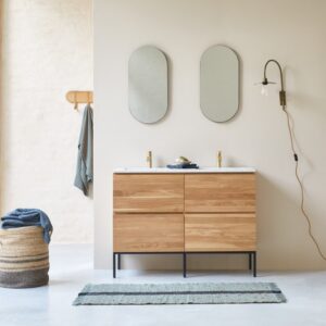 wohnli-moebel-suche-M23067074-1 Badmöbel Nova aus massivem Eichenholz und Premium-Terrazzo Moon 120 cm 121x90x46cm Holz Beige Tikamoon Möbel Badezimmermöbel Waschtische