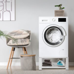 Waschmaschinen Untergestell Sockel Waschmaschine Trockner 63x32x54cm Edelstahl Weiß ML-Design Möbel Badezimmermöbel Badezimmerregale