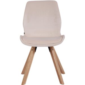 Stuhl mit Polster und Holzgestell aus Samt creme 58x88x49cm Samt Beige CLP Möbel Esszimmermöbel Stühle