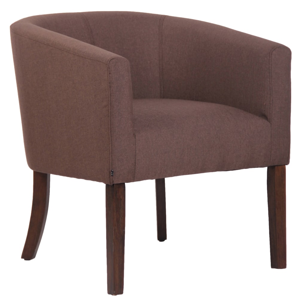 Wohnli Möbelsuche - Sessel mit Armlehnen und Holzgestell aus Stoff braun