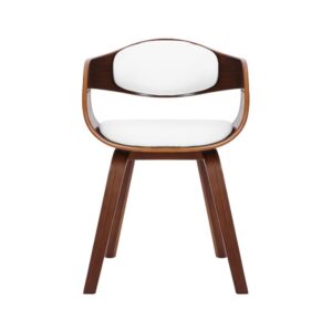 2er Set  Esszimmerstühle mit Armlehnen aus Kunstleder walnuss/weiß 46x73x49cm PVC und Synthetik Weiß CLP Möbel Esszimmermöbel Stühle