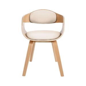 2er Set Stühle mit Holzgestell und Sitz aus Kunstleder natura/creme 46x73x49cm PVC und Synthetik Beige CLP Möbel Esszimmermöbel Stühle